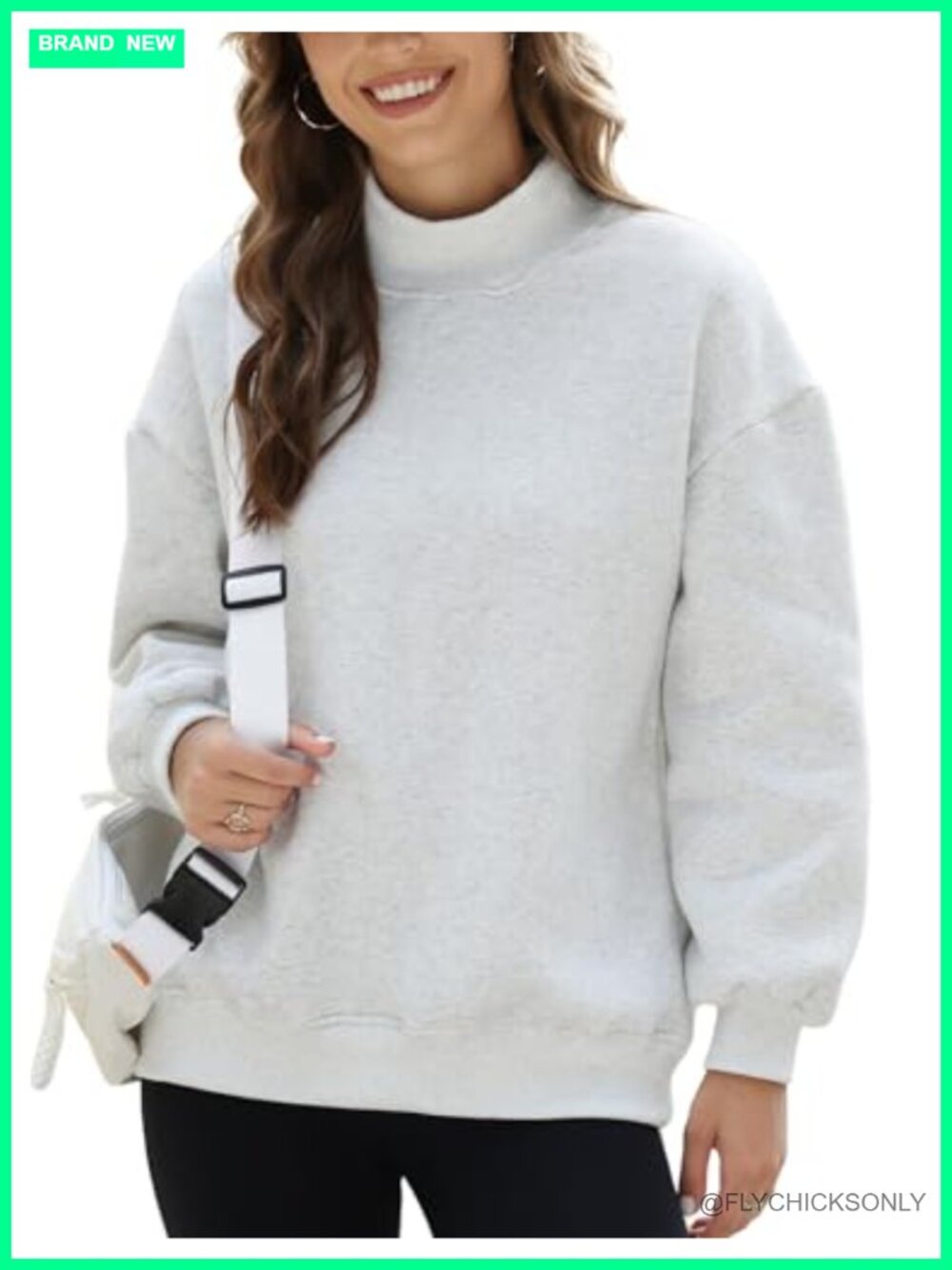 Mock Neck Oversized Sweatshirt Fleece Lined Turtleneck Pullover